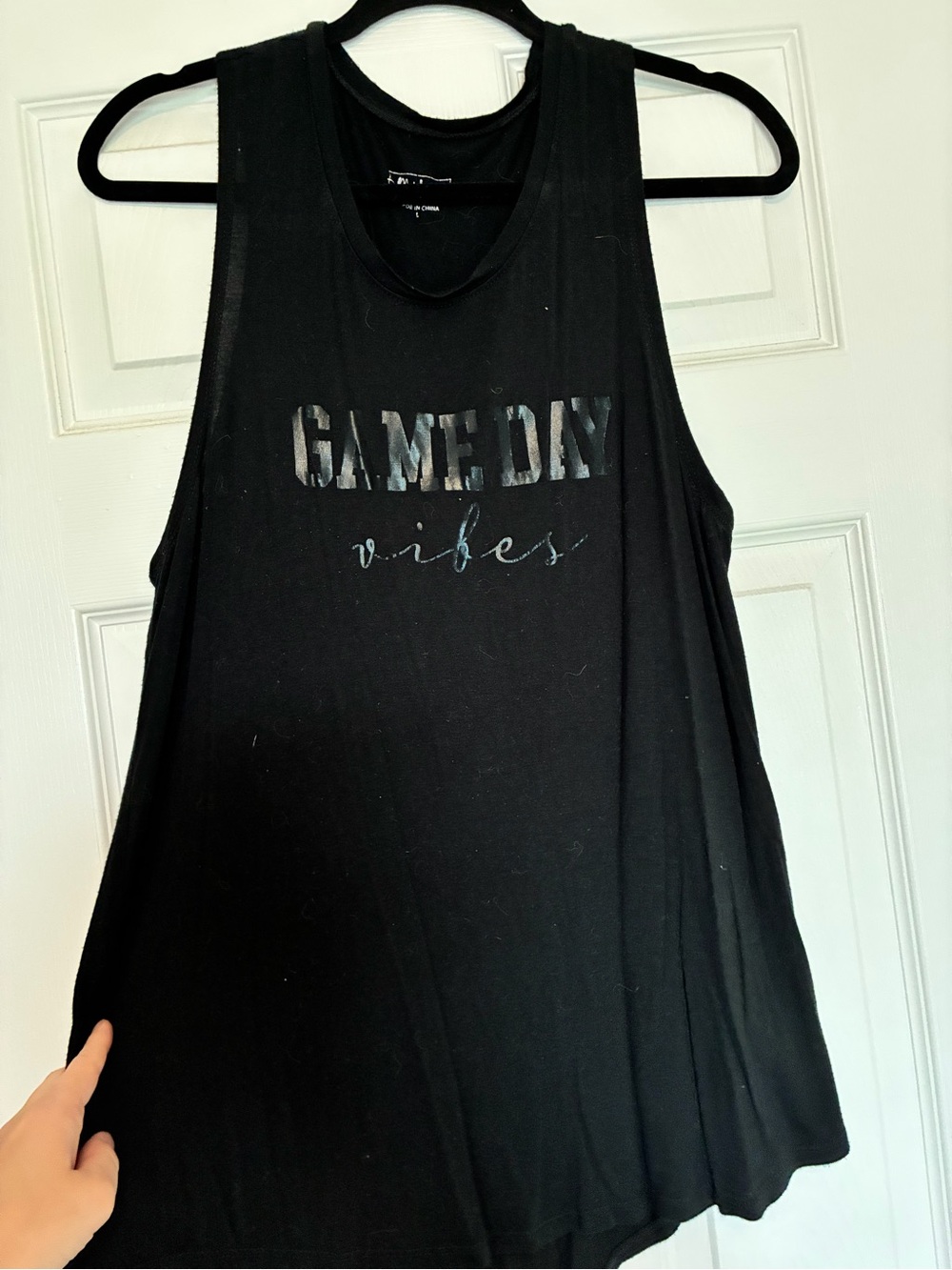Miken Black Tank Top with Shimmer 'Game Day Vibes' Graphic